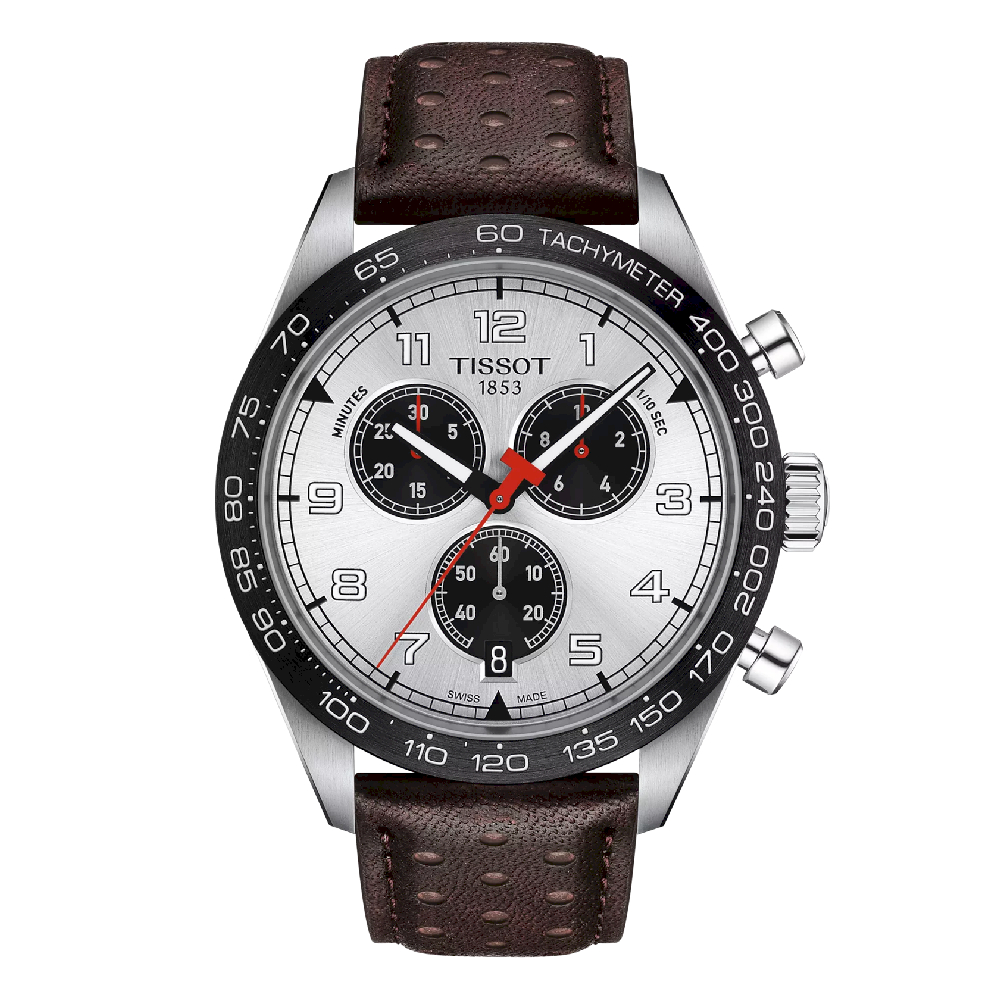 Montre PRS 516 chronographe, acier inoxydable, cuir brun - T131.617.16.032.00 - Tissot