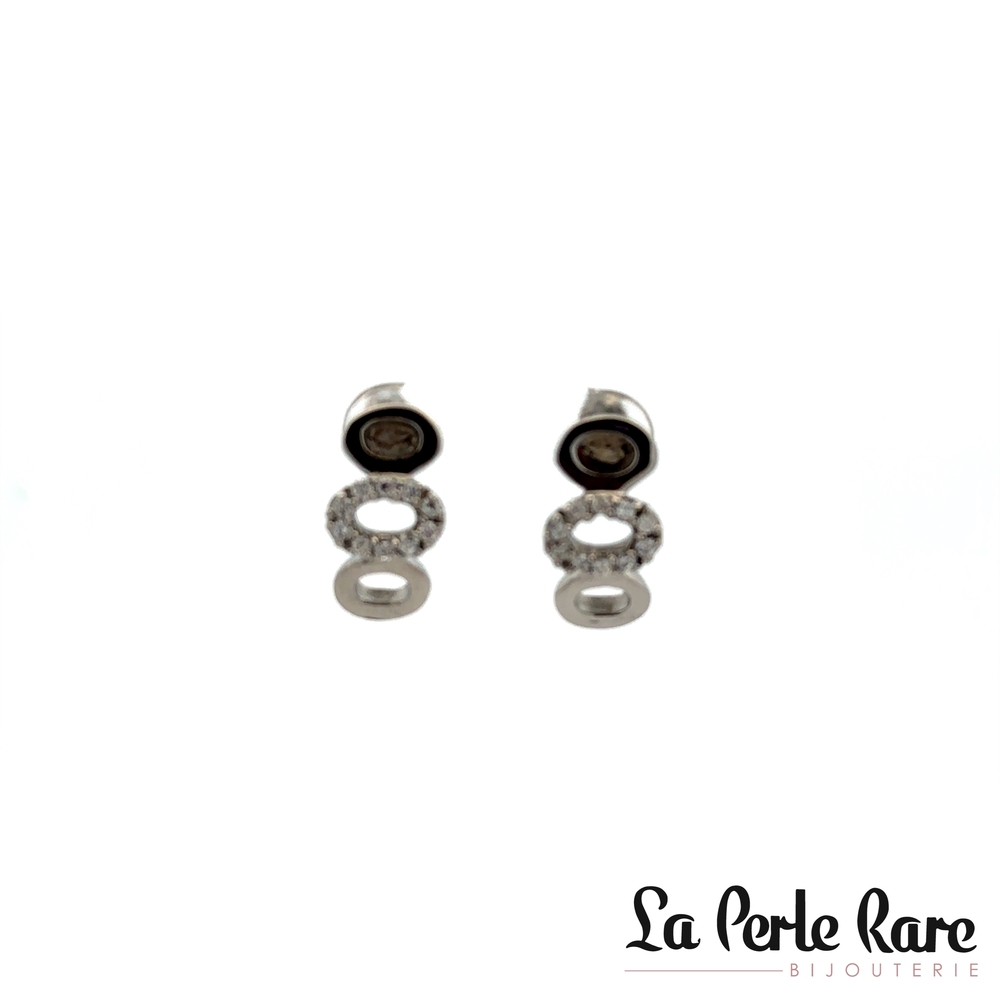 Boucles d'oreilles fixes acier inoxydable, zircons incolores - 170-ER3808 - Steelx