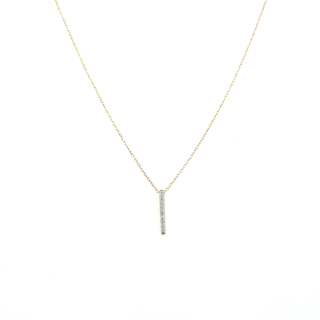 Collier or jaune 14 carats, 6 points de diamant total, SI/FG