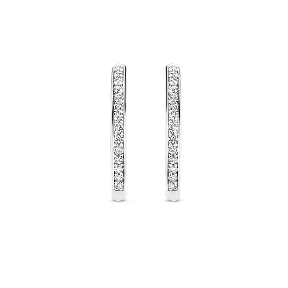 Anneaux de type huggies argent rhodié, zircons incolores - 7959ZI - Ti Sento