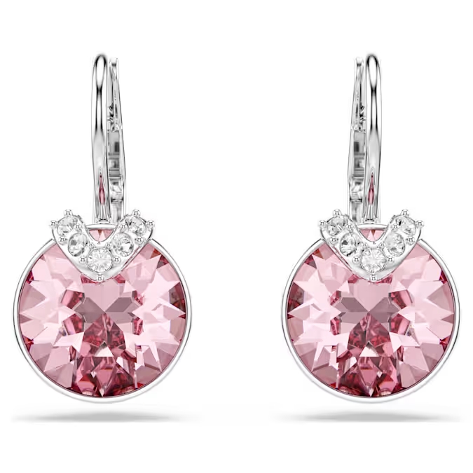 Boucles d'oreilles pendantes métal finition rhodium, cristaux roses et blancs - 5734235 - Swarovski