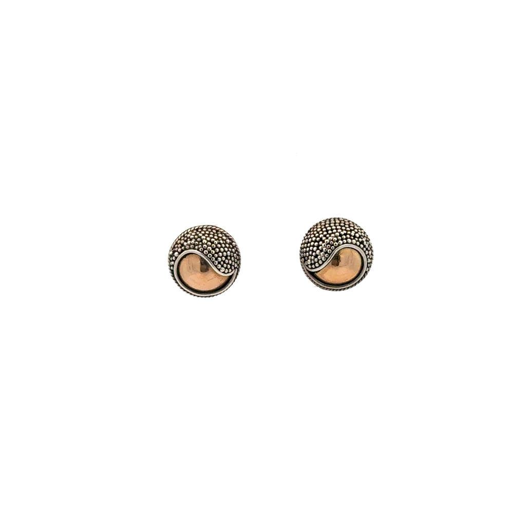 Boucles d'oreilles fixes argent, finition or jaune 18 carats