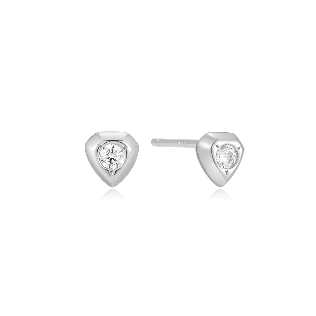 Boucles d'oreilles fixes argent rhodié, zircons incolores - E067-03H - Ania Haie