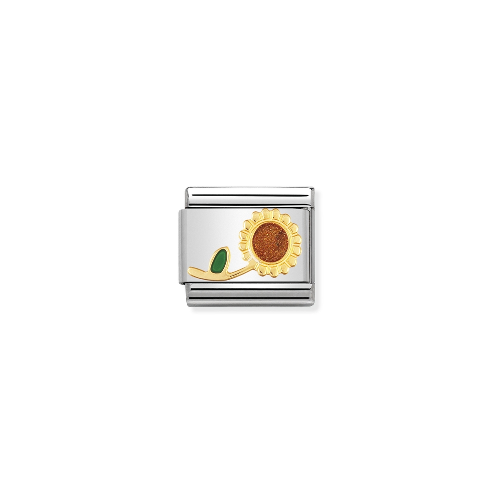 Maille classique tournesol, acier inoxydable, finition or jaune 18 carats, émail rouge et vert - 03021426 - NOMINATION