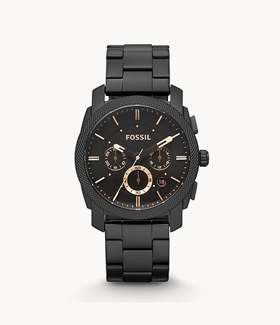 Montre acier noir, fond brun
