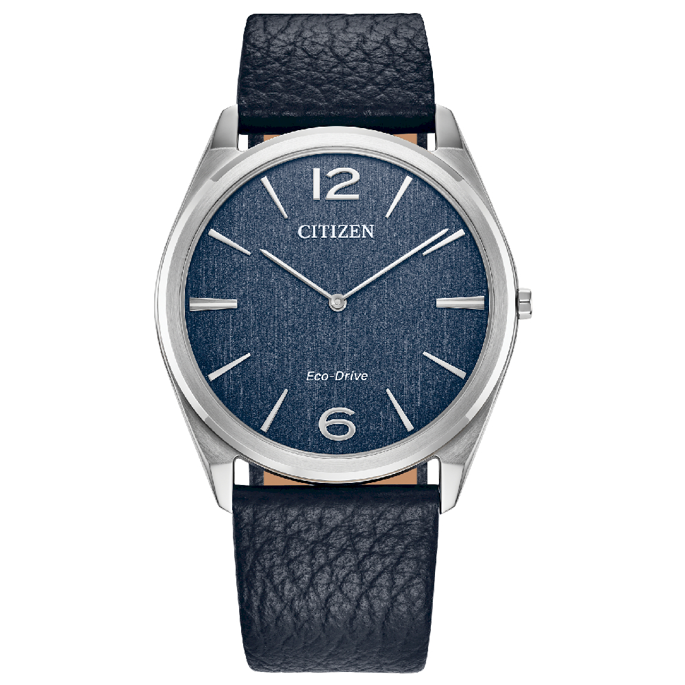 Montre Eco-Drive, cuir marine, acier inoxydable, fond marine - AR3120-08L - Citizen