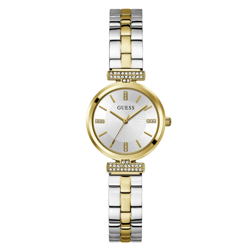 Montre acier inoxydable 2 tons (blanc/jaune), zircons incoores - GW0762L5 - Guess