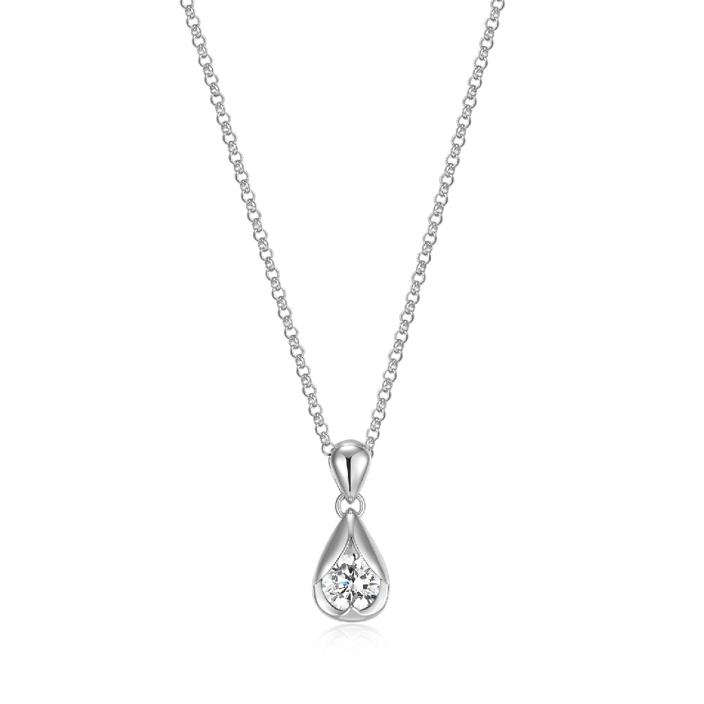 Pendentif argent rhodié, zircons incolores - R0LC1A0046 - Elle