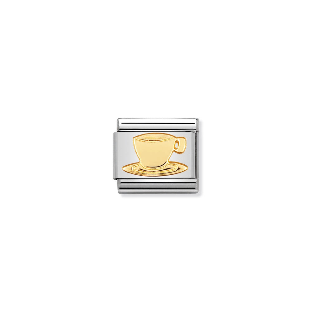 Maille classique tasse de café, acier inoxydable, finition or jaune 18 carats - 03010905 - NOMINATION
