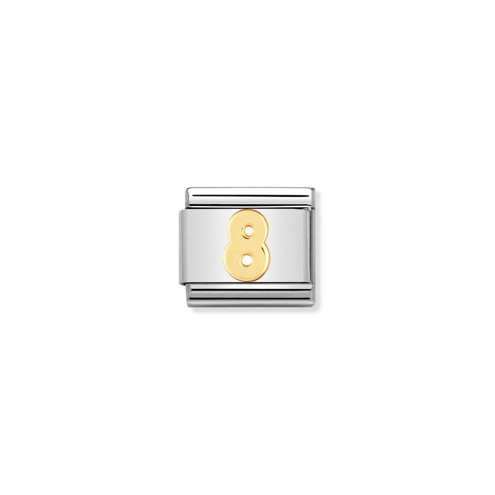 Maille classique chiffre 8, acier inoxydable, finition or jaune 18 carats - 03010208 - NOMINATION