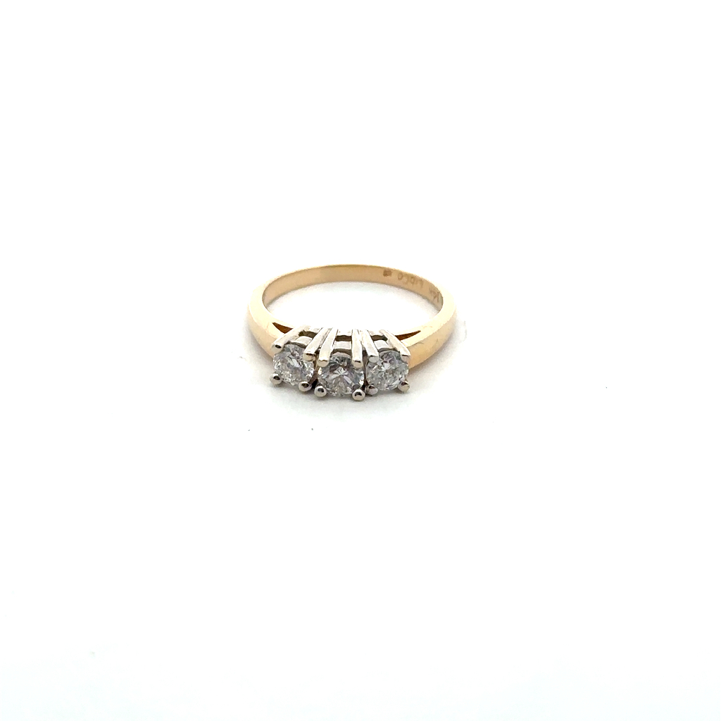 Bague trinité or jaune 14 carats, 65 points de diamant total, I/GH - TR65 - Libman