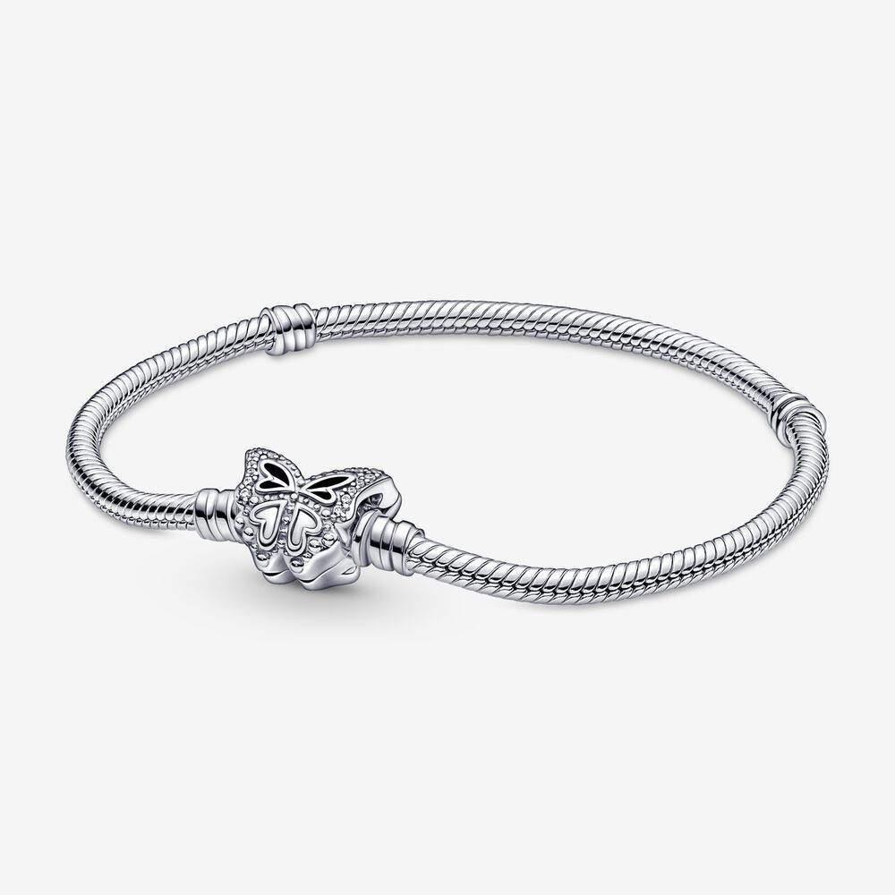 Bracelet fermoir papillon, argent, zircons incolores - 590782C01-18 - Pandora