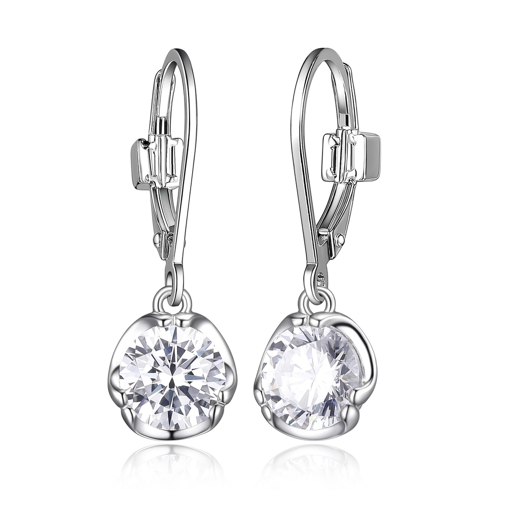 Bo pendantes argent rhodié, zircons - R2LCF90003 - Elle