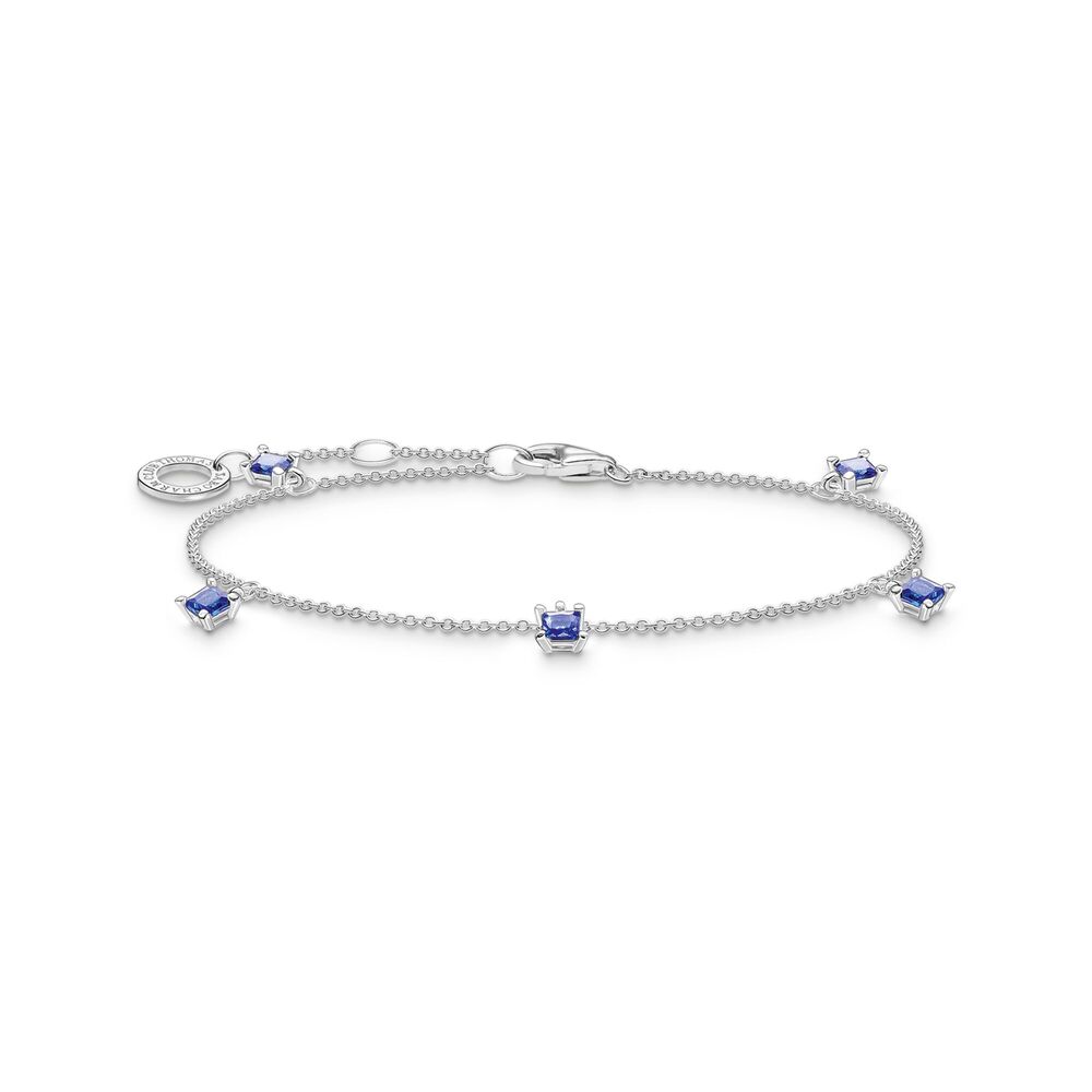 Bracelet argent, zircons bleus