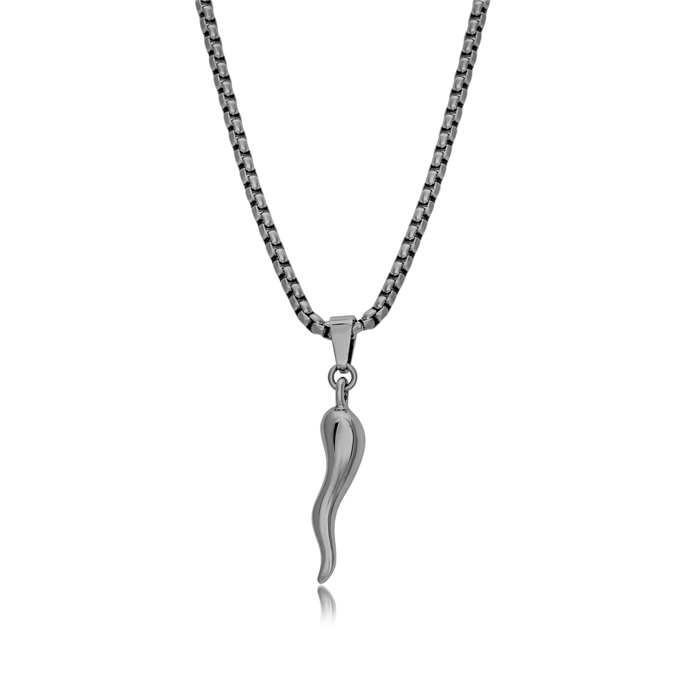 Pendentif corne d'abondance, acier inoxydable noir - SP341 - Italgem Steel