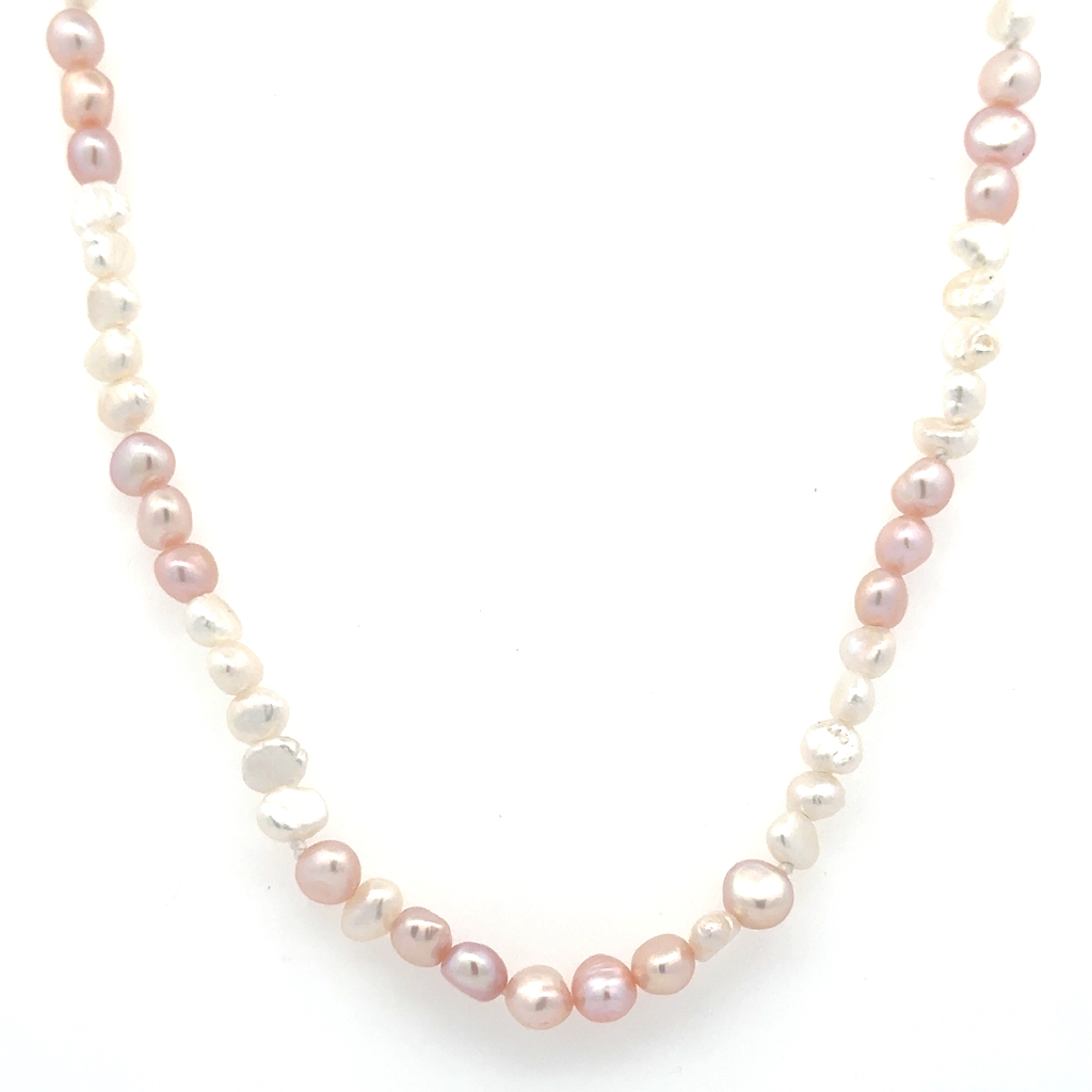 Collier perles, fermoir argent