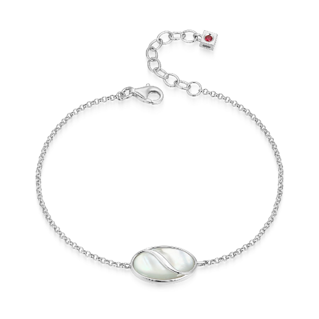 Bracelet argent rhodié, nacre de perle