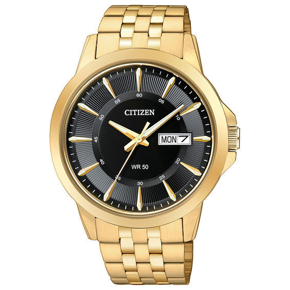Montre acier inoxydable doré, fond noir - BF2013-56E - Citizen