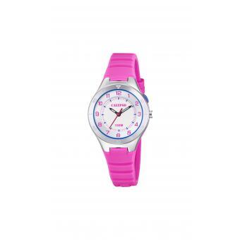 Montre silicone rose, fond rose/blanc/bleu