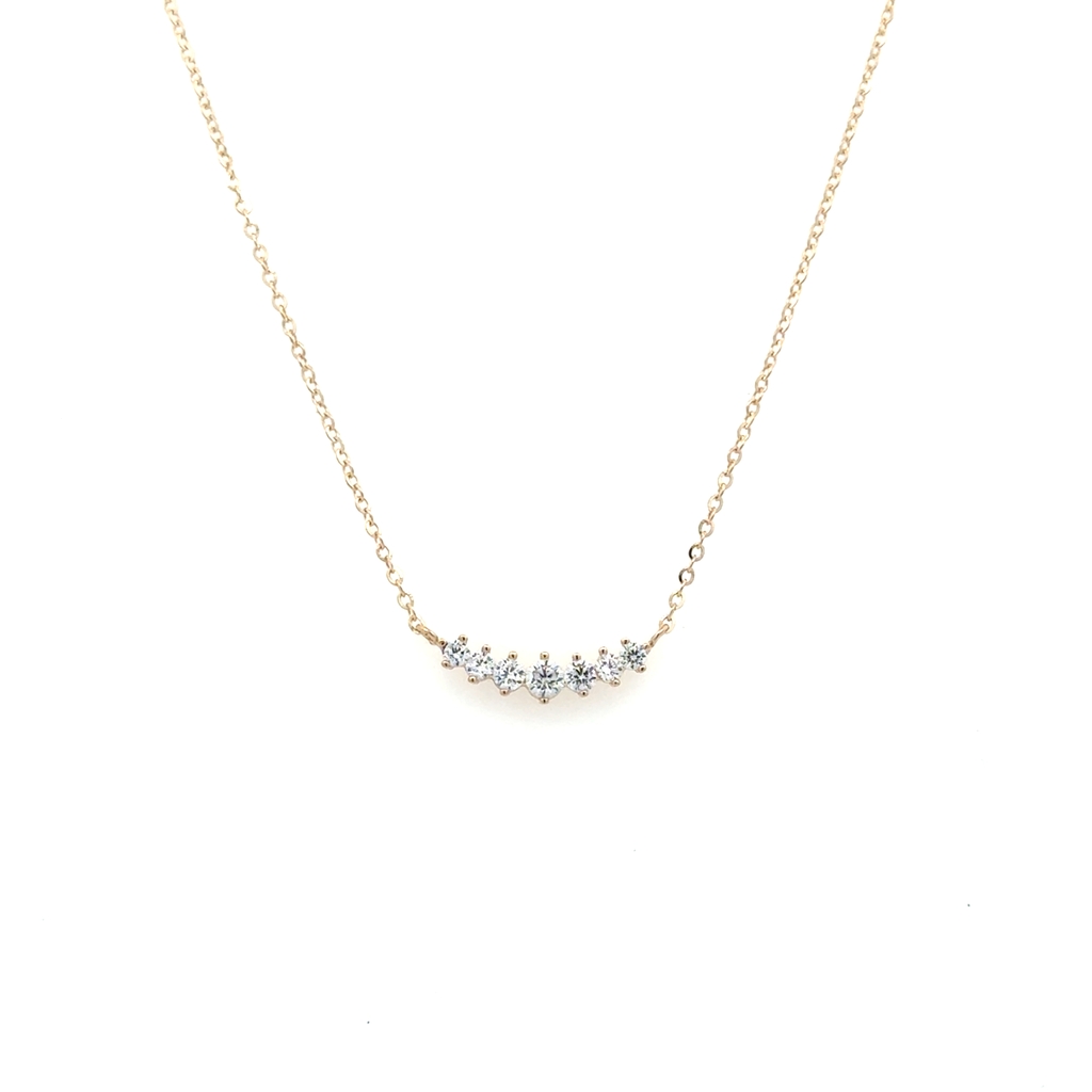 Collier or jaune 10 carats, zircons incolores