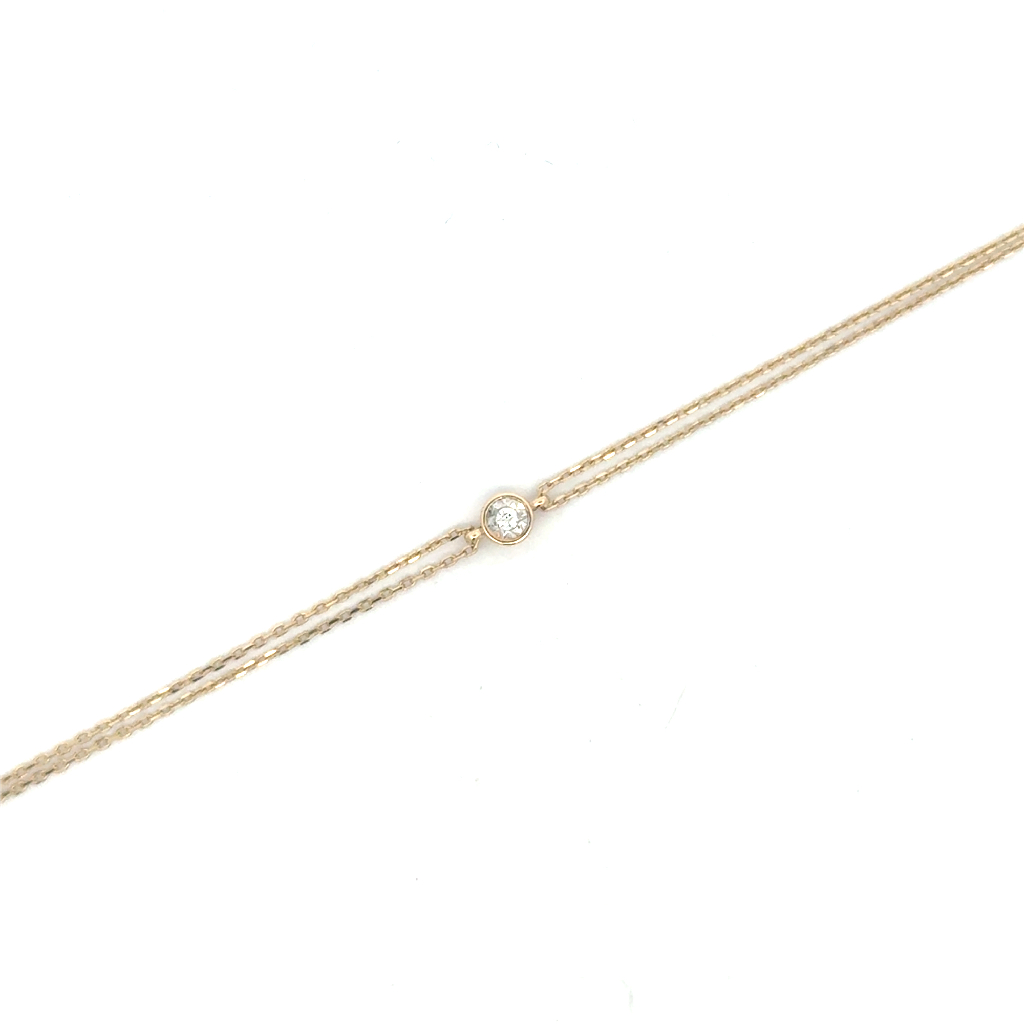Bracelet or 2 tons (jaune et blanc), diamant de 2 points, SI/FG