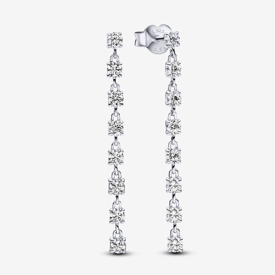 Boucles d'oreilles pendantes argent, zircons