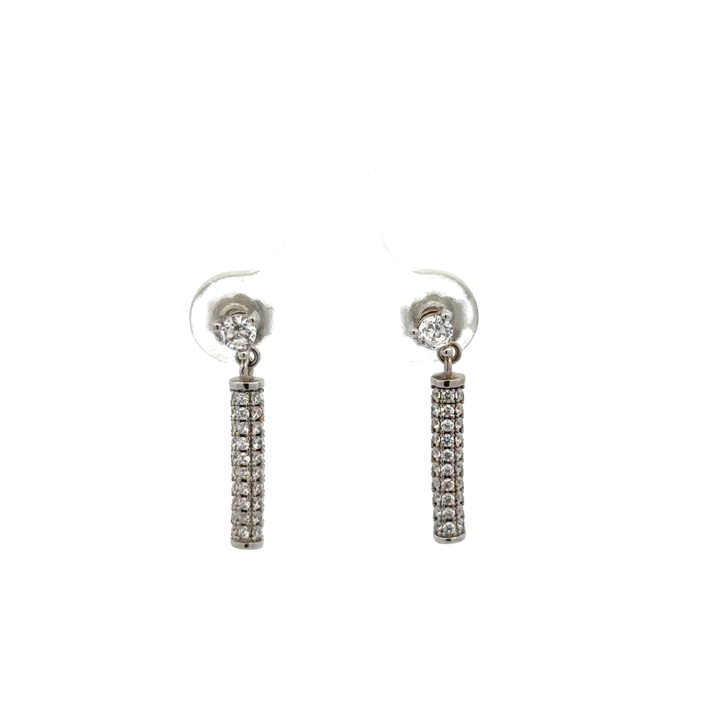 Boucles d’oreilles pendantes argent sterling, zircons