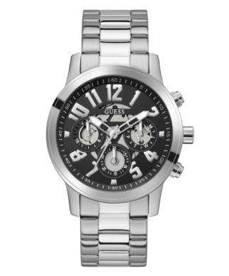 Stainless steel watch black dial