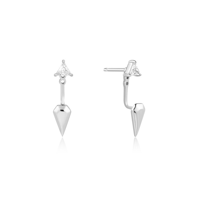 Boucles d'oreilles fixes argent rhodié, zircons incolores - E059-11H - Ania Haie