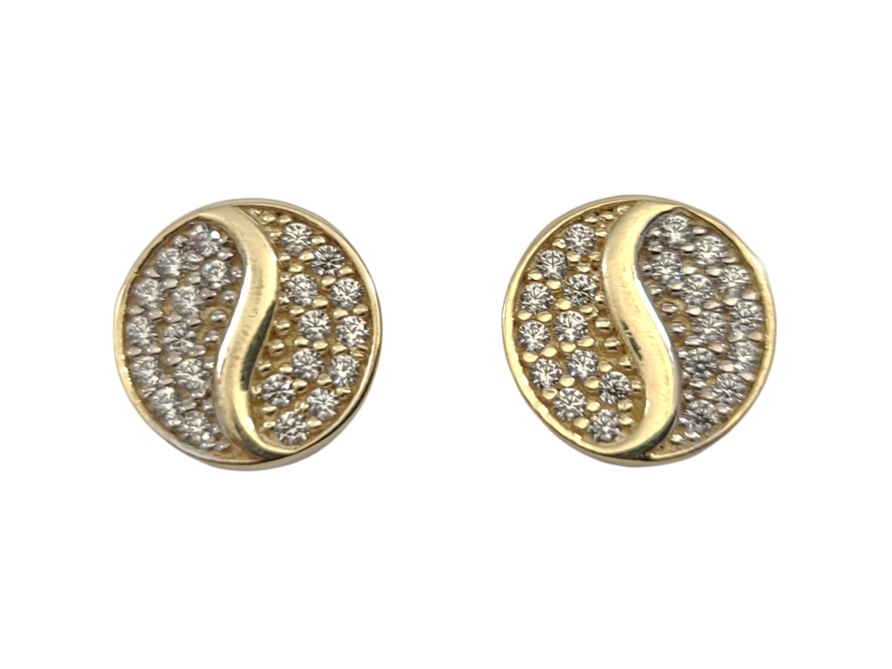 Boucles d'oreilles fixes yin-yang ,or 2 tons (jaune/blanc) 10 carats, zircons incolores - EOZ-1314-2T - Exclusivités