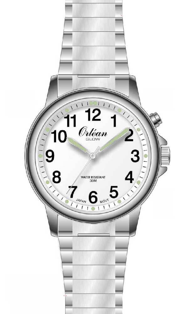 Montre extensible, acier inoxydable, fond blanc - ME3639 - Orlean