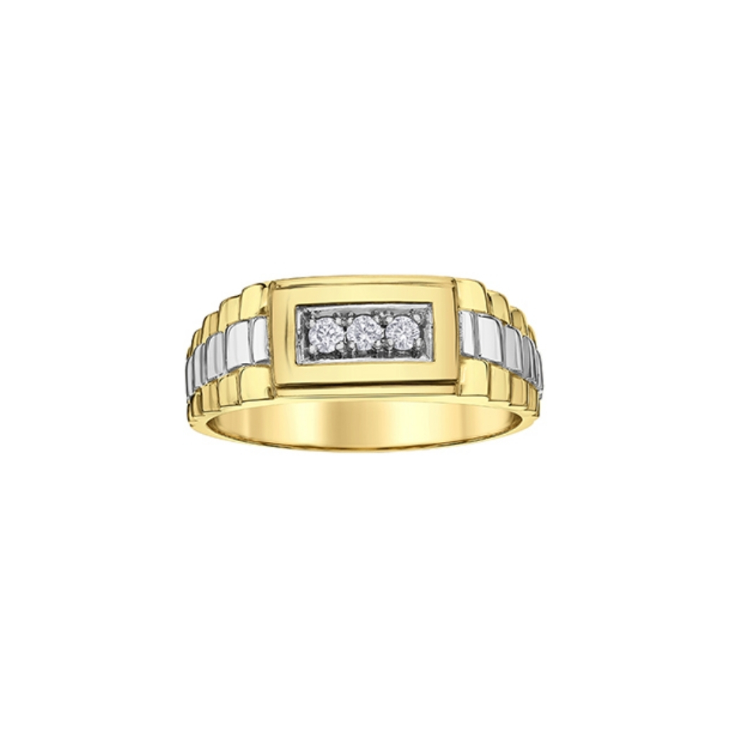 Bague or 2 tons (jaune/blanc) 10 carats, 12 points de diamants total - DD8224YW12 - Corona