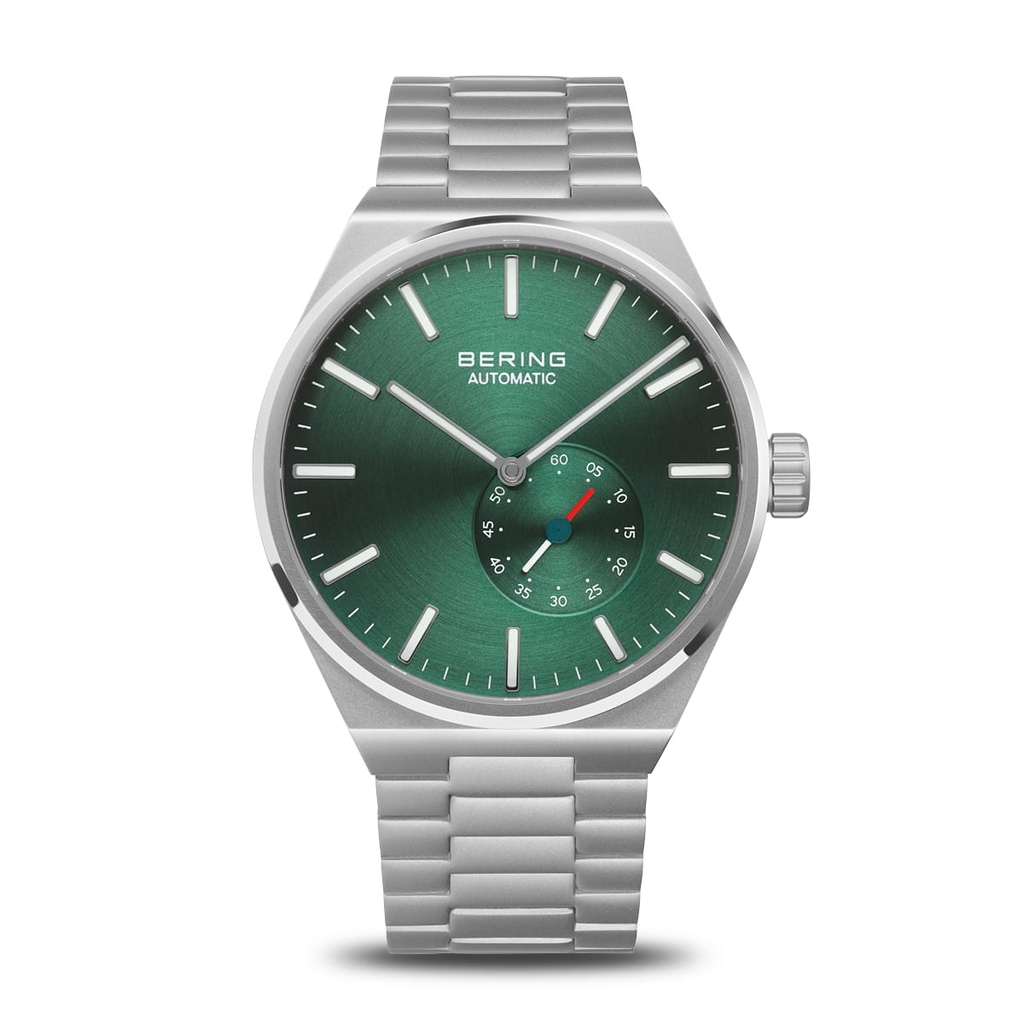 Montre automatique, acier inoxydable, fond vert