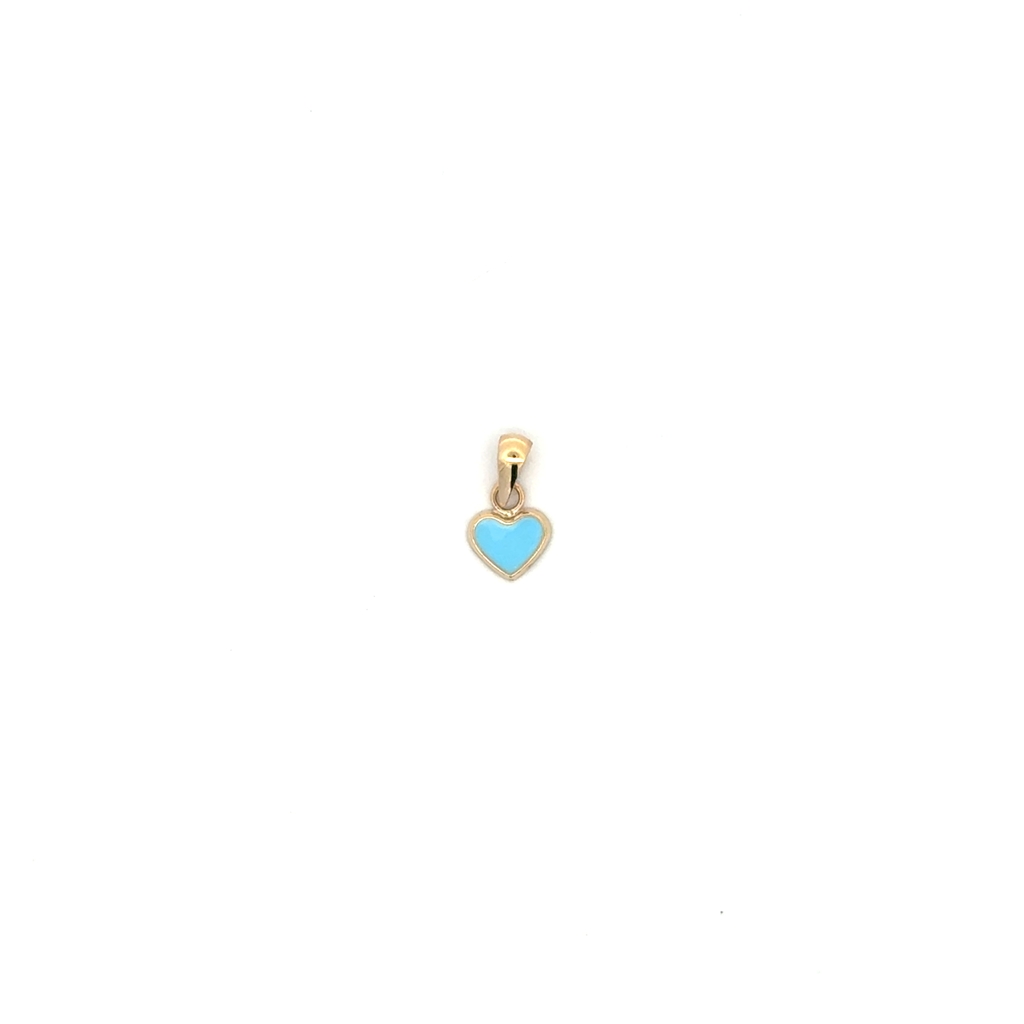 Pendentif coeur, or jaune 10 carats, émail bleu