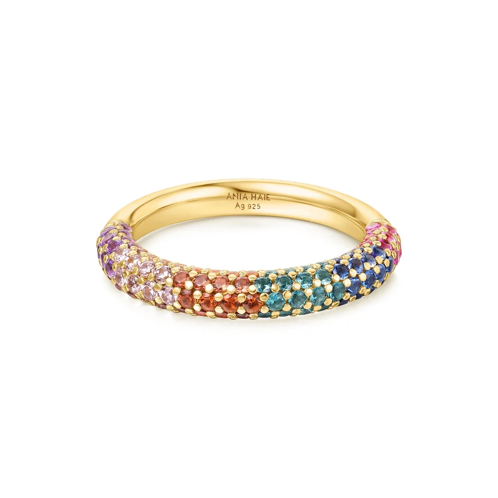 Jonc argent doré, zircons multicolores - R064-06G-54 - Ania Haie