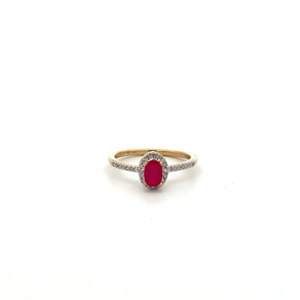 Bague or jaune 14 carats, rubis, diamants - SKR43393-RD - Exclusivités