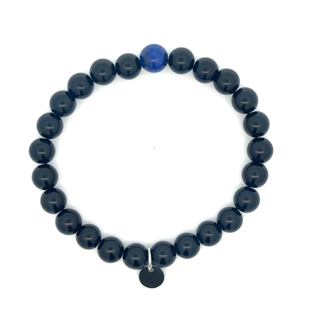 Bracelet prévention du suicide, obsidiennes, lapis lazuli - LPR-3038 - Exclusivités