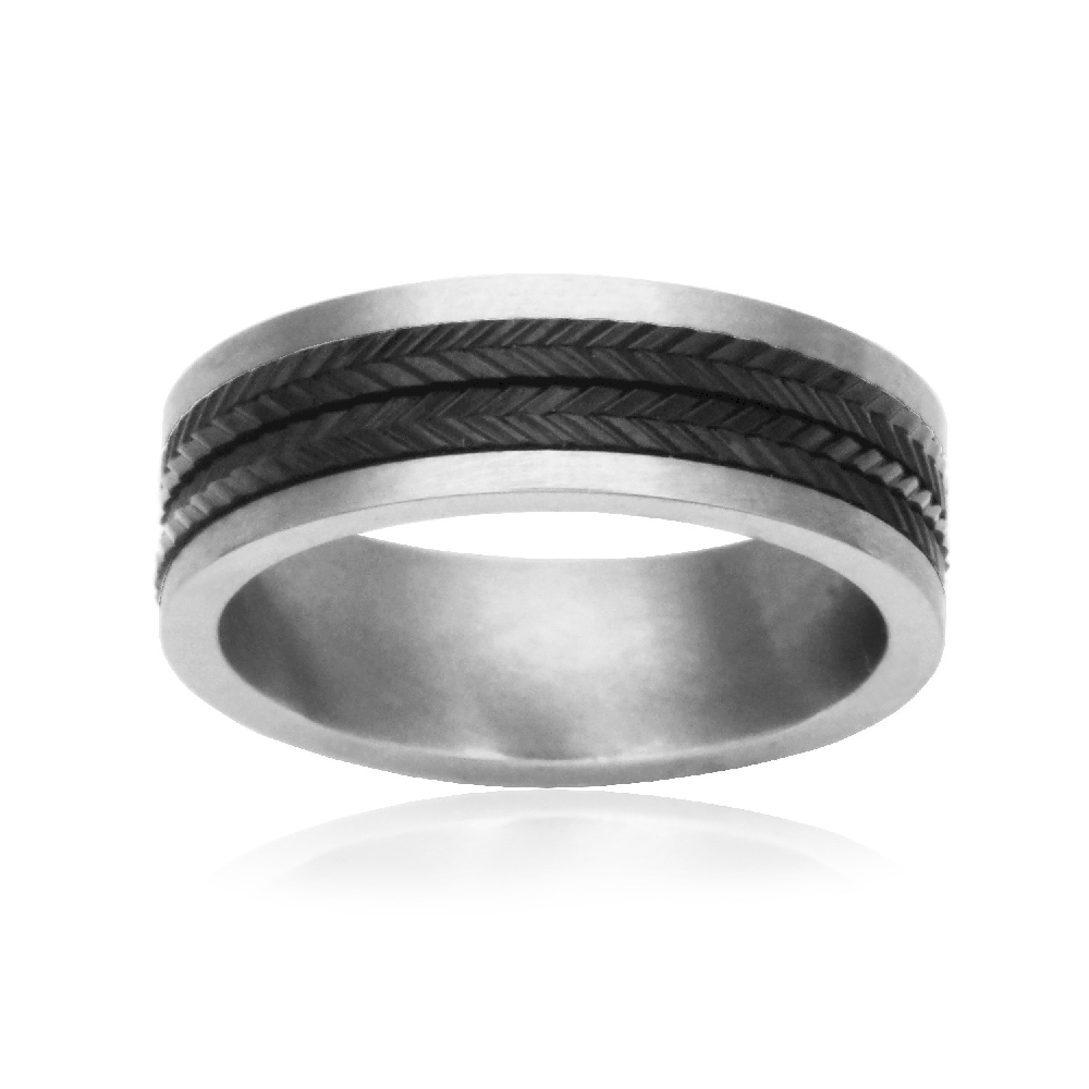 Bague tournoyante, acier inoxydable 2 tons (blanc/noir) - T4XH5201A0 - Steelx