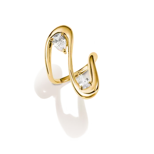 Bague alliage premium plaqué or 18 carats, zircons incolores