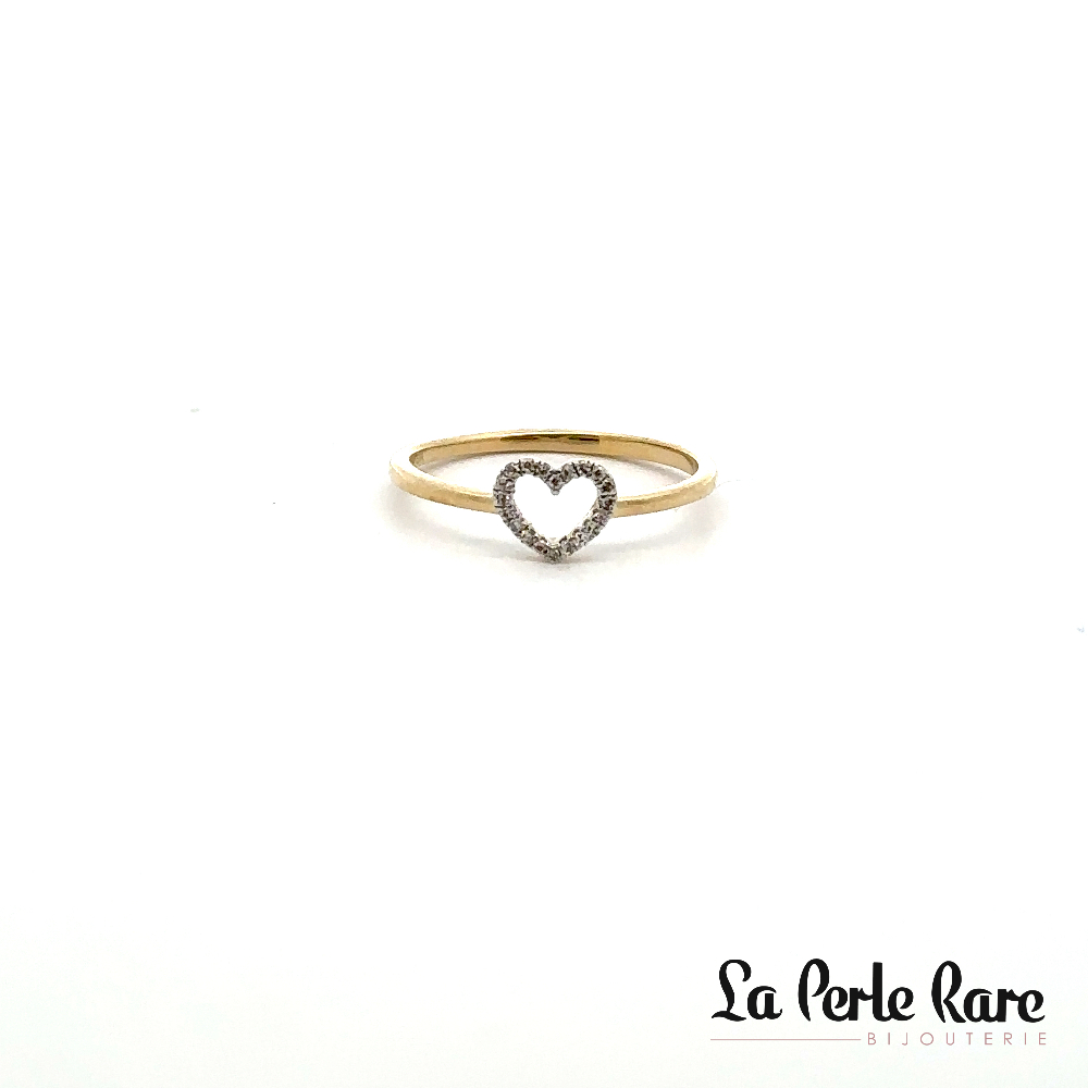 Bague coeur, or jaune 10 carats, 5 points de diamants total - SKR40739-05 - Sk Diamonds