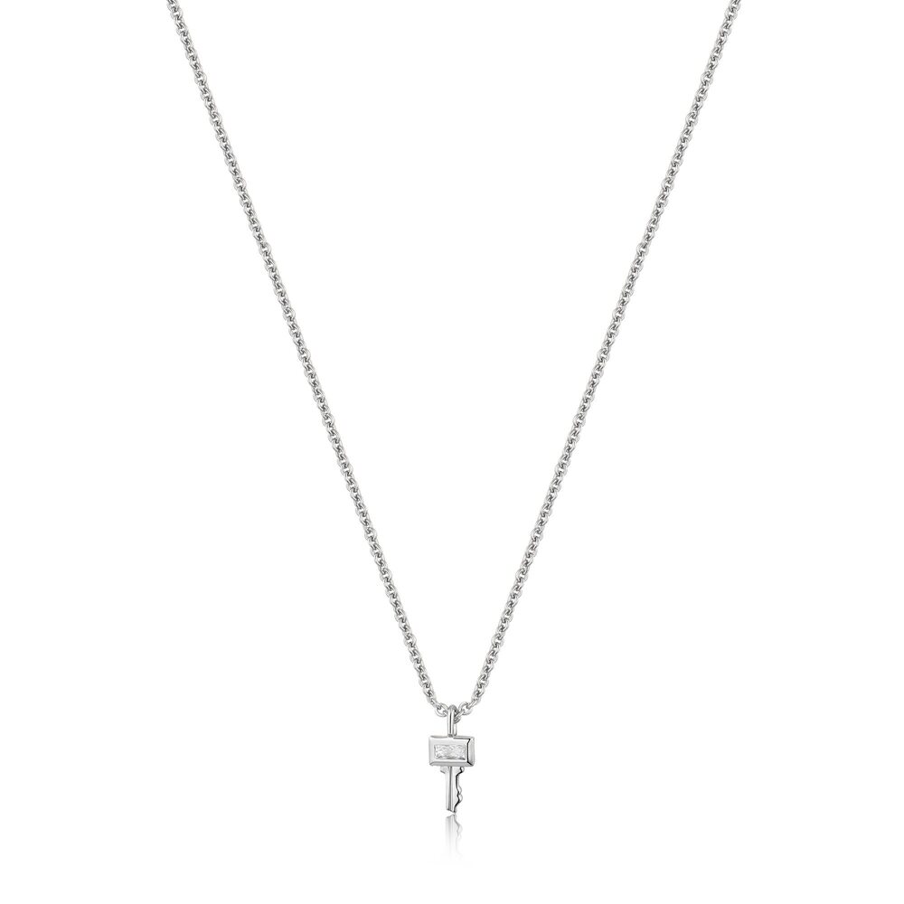 Collier clé, argent rhodié, zircon - N032-03H - Ania Haie