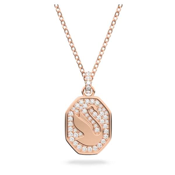 Pendentif cygne, métal rosé, cristaux - 5621106 - Swarovski