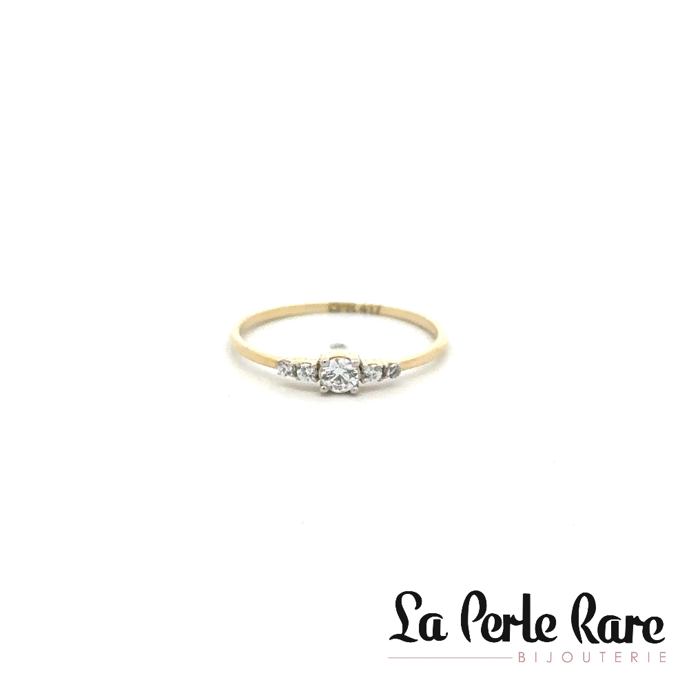 Bague or jaune 10 carats, zircons incolores - RAZ-5327-J - Exclusivités