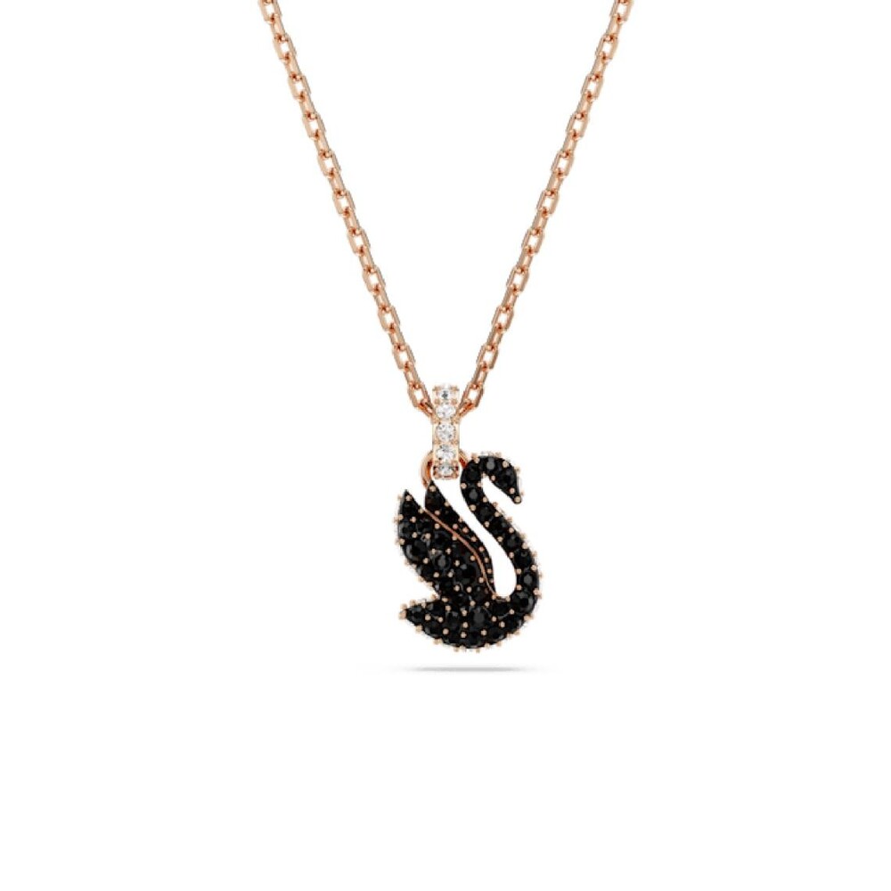 Pendentif cygne, métal rosé, cristaux noirs/blancs - 5678046 - Swarovski