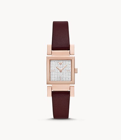 Montre femme cuir bourgogne acier rosé - AR11280 - Emporio Armani