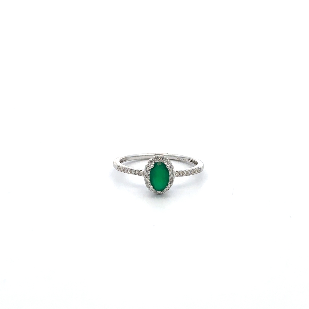 Bague or blanc 14 carats, émeraude, diamants - SKR43393-ED-B - Exclusivités