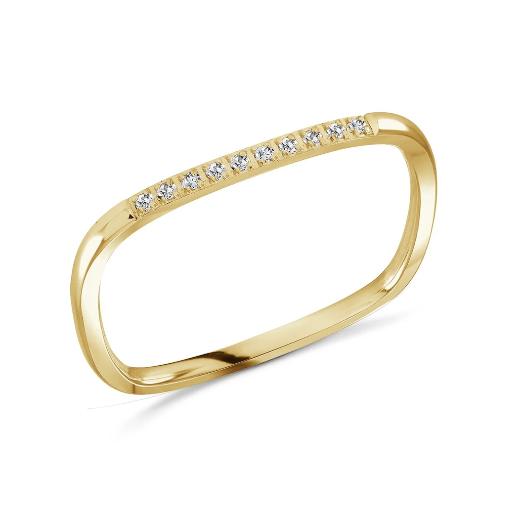 Bague carrée, acier inoxydable doré, zircons incolores - SWR45-6 - Italgem Steel