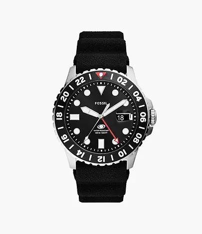 Montre à mouvement GMT en silicone noir - FS6036 - Fossil