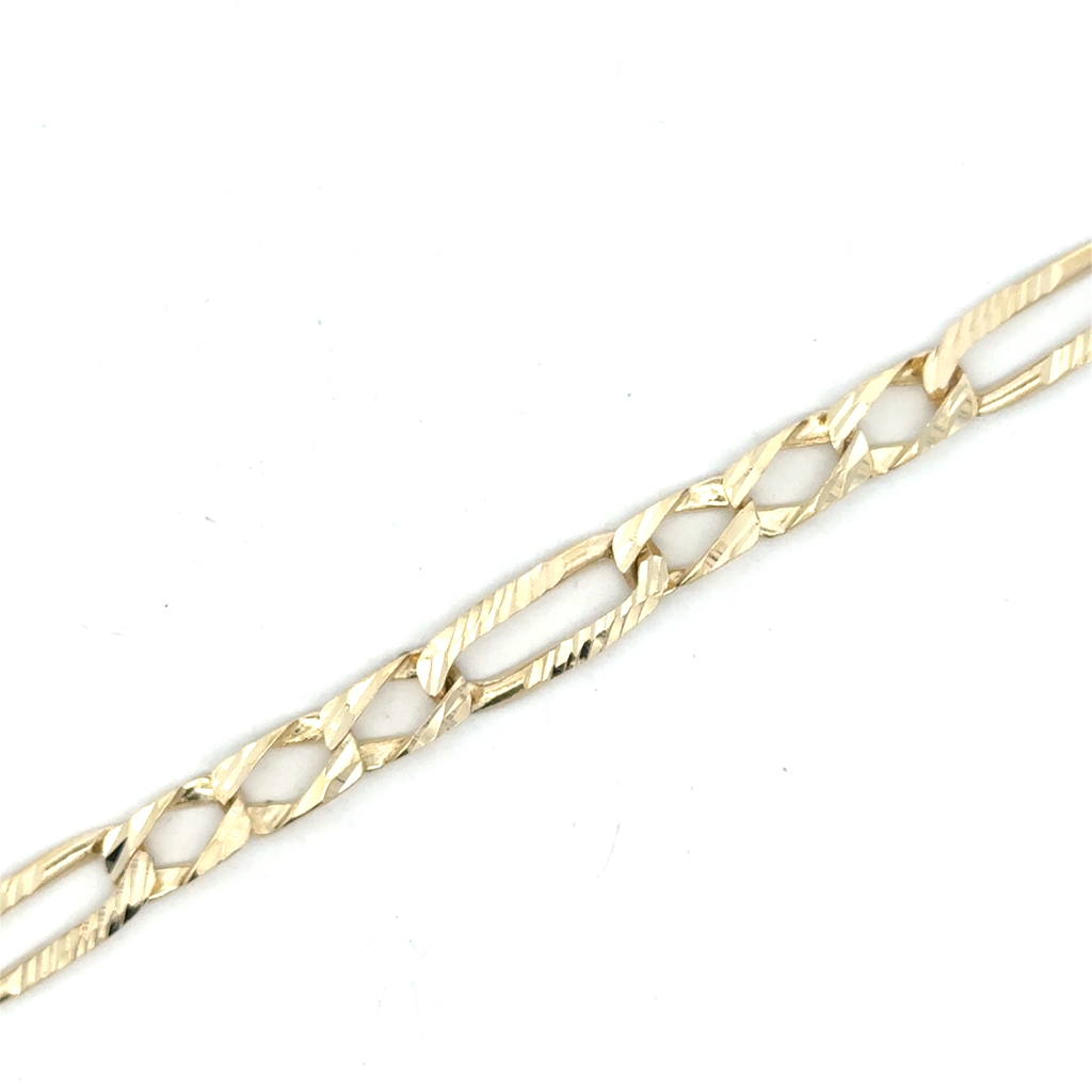 Bracelet figaro texturé, or jaune 10 carats