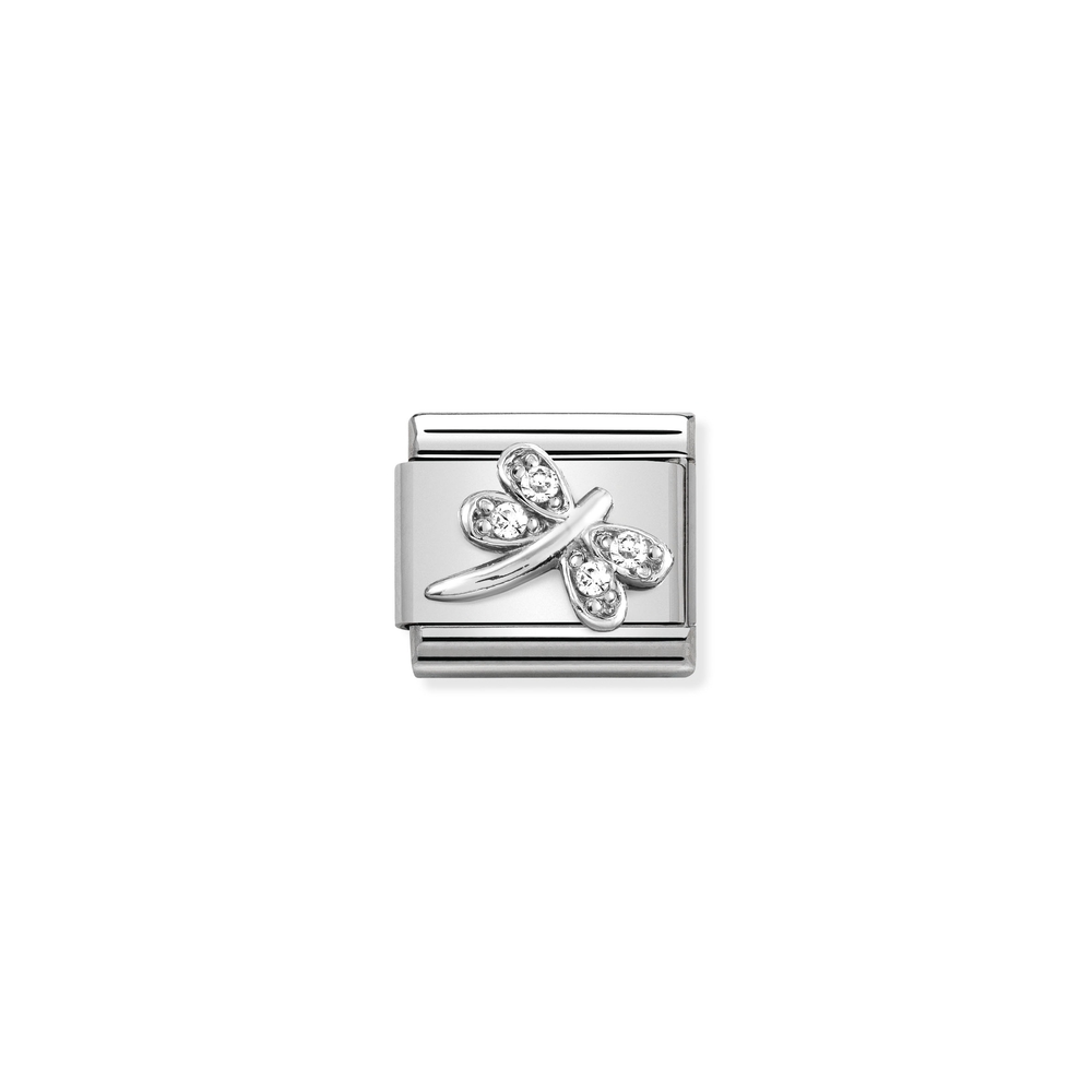 Maille classique libellule, acier inoxydable, argent, zircons incolores - 33030438 - NOMINATION